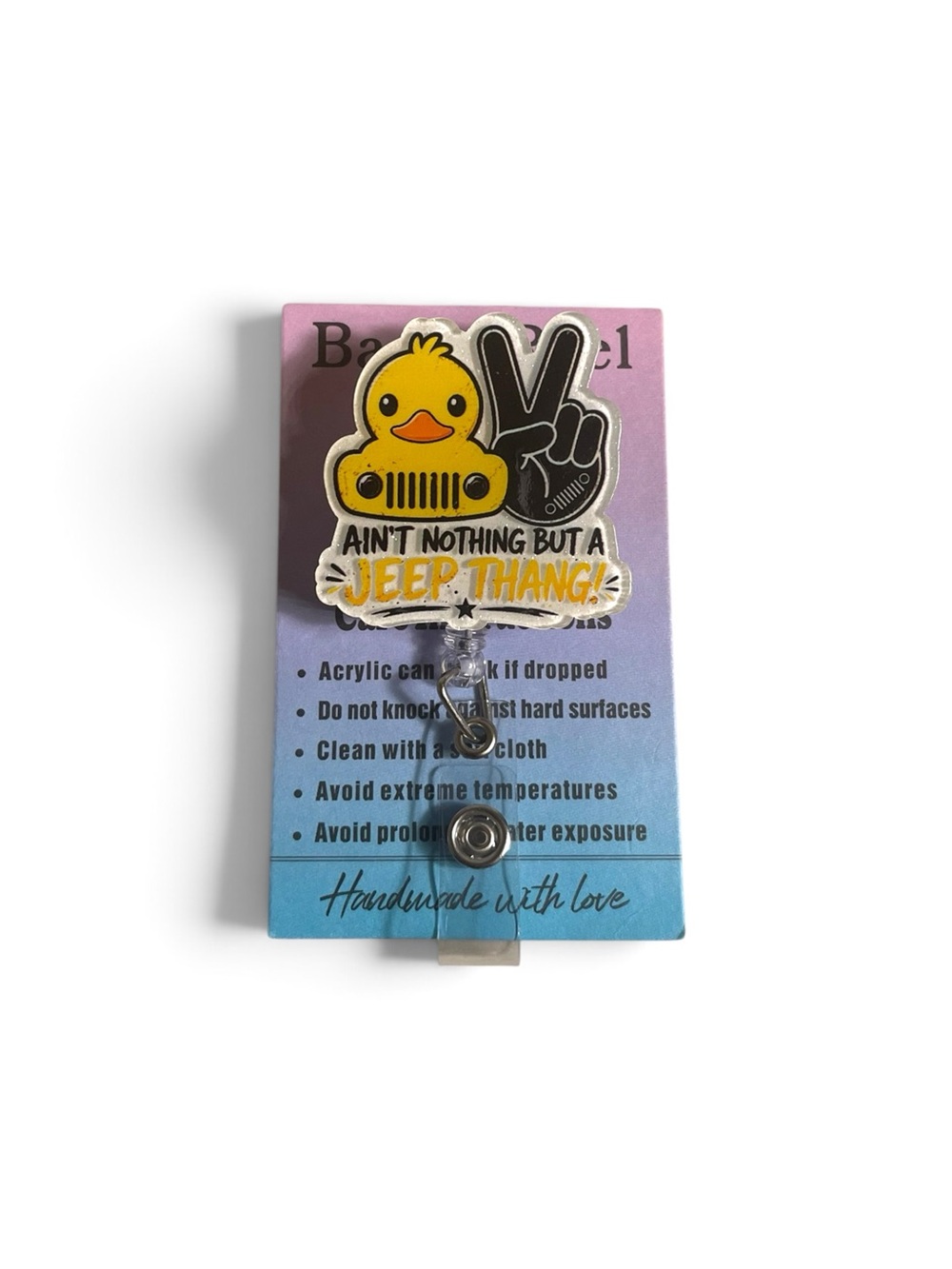 Jeep Yellow Duck Badge Reel with Peace Sign